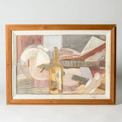 Swedish Modernist Still Life Terracotta Wall Relief by Allan Ebeling