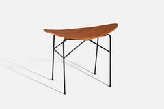 Swedish, Stool, Teak, Plywood, Lacquered Metal, Sweden, 1950s