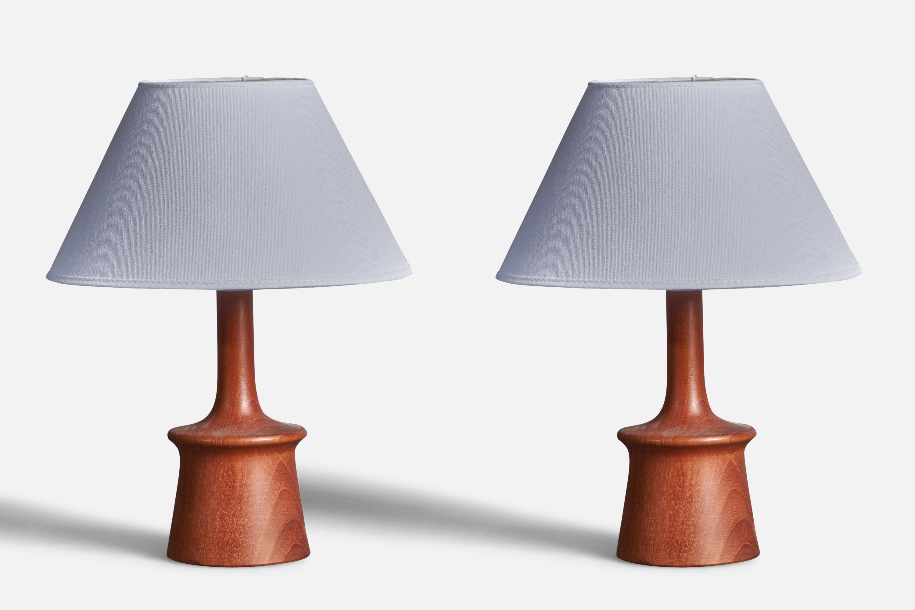 Swedish, Modernist Table Lamps, Teak, Sweden, 1960s For Sale