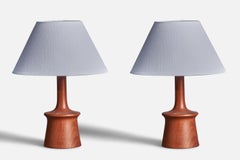 Lámparas de mesa suecas, modernistas, Teca, Suecia, años 60