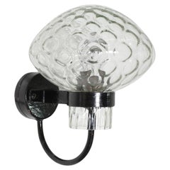 Swedish Mold Blown Tufted Glass Wall Sconce by ASEA with Black Enameled Frame