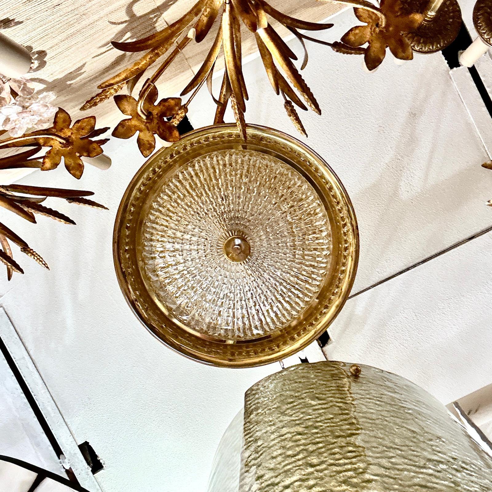 Swedish Molded Glass Flush-Mounted Light Fixture For Sale 2