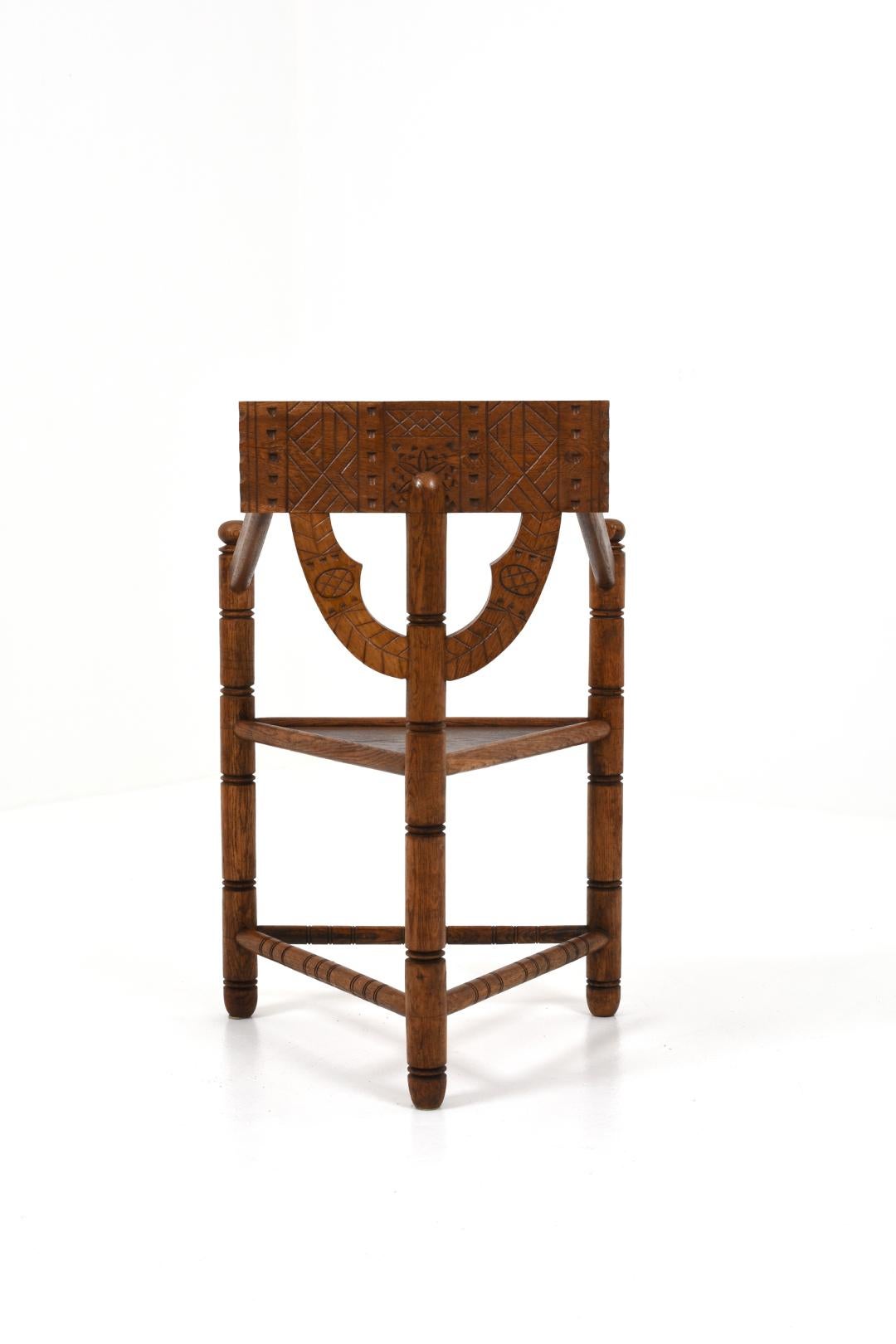 Hand-Carved Swedish Monk Chair For Sale