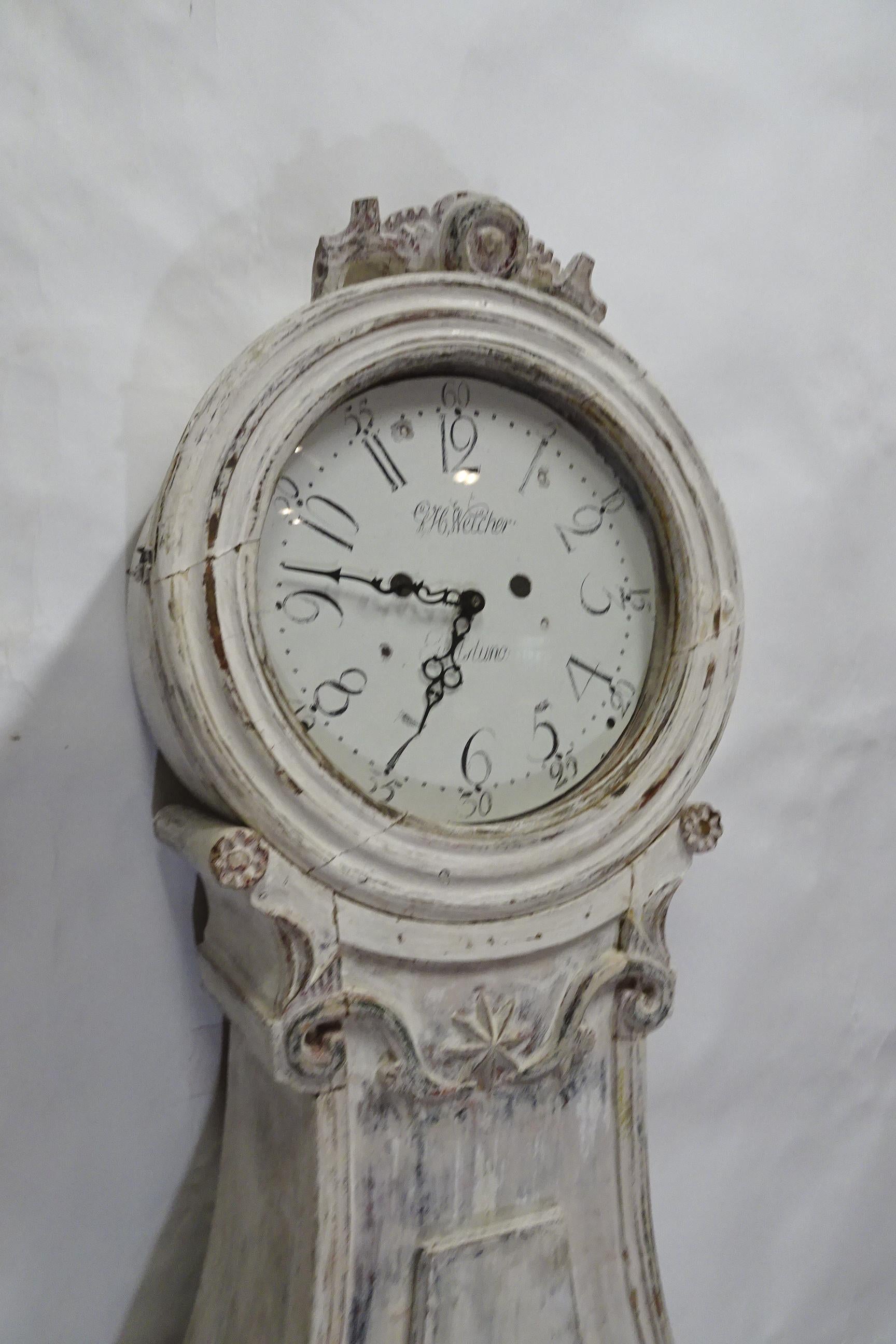 Mid-19th Century Swedish Mora Clock 100% Original Paint Fryksdhal Model  For Sale