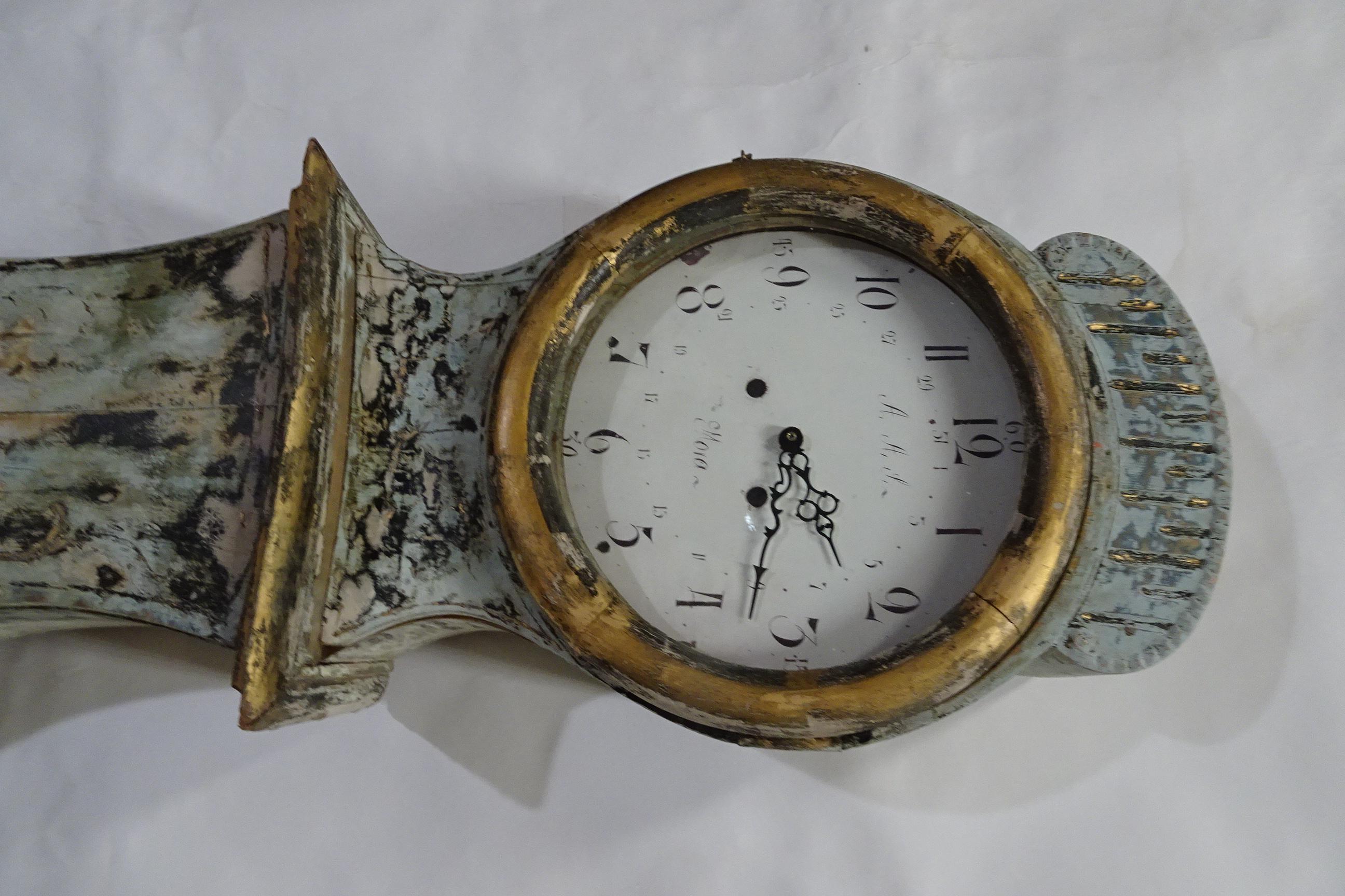 Late 18th Century Swedish Mora Clock  100% Original Paint 