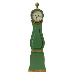 Swedish Mora Clock Antique Green Gold Early 1800s Urn Top, 1800s