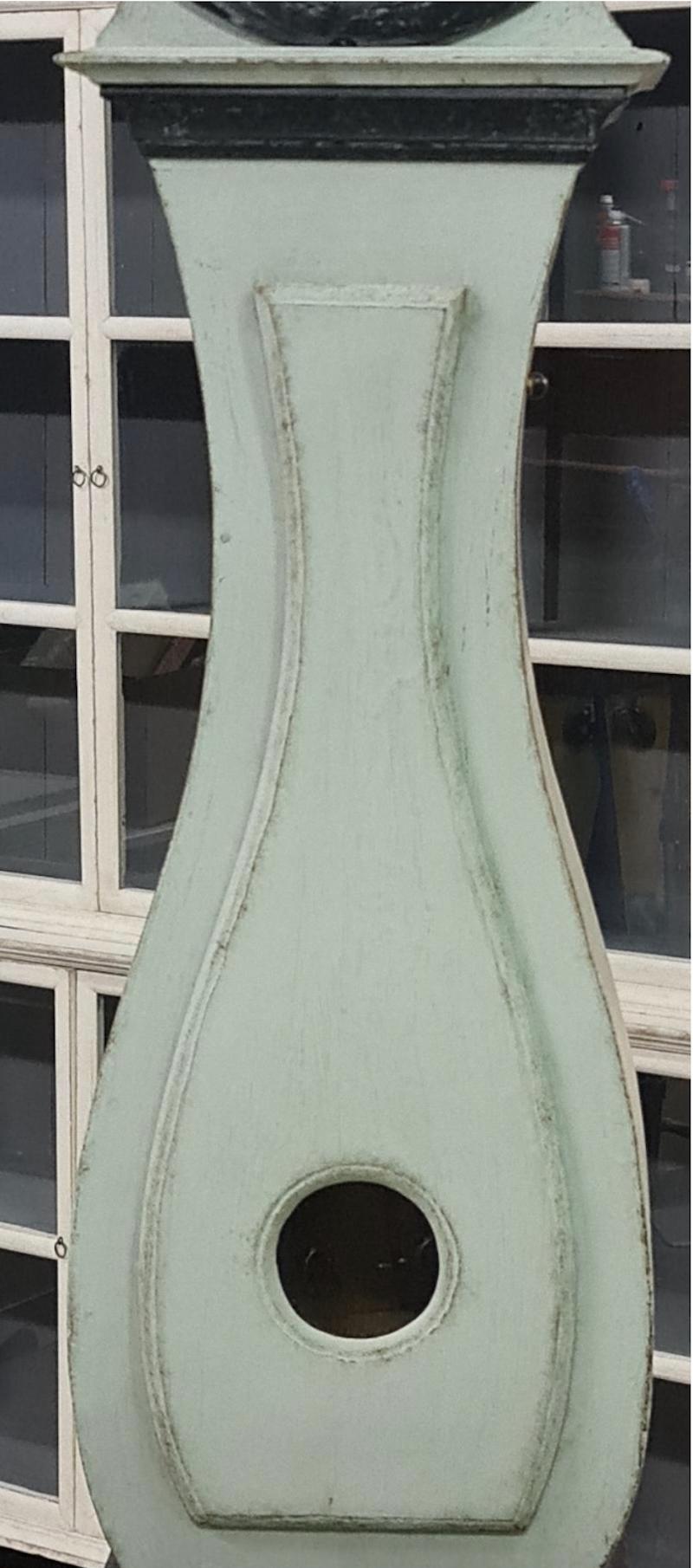 Early Victorian Swedish Mora Clock Antique Pale Blue Early 1800s Slim Body For Sale