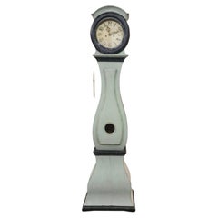 Swedish Mora Clock Antique Pale Blue Early 1800s Slim Body