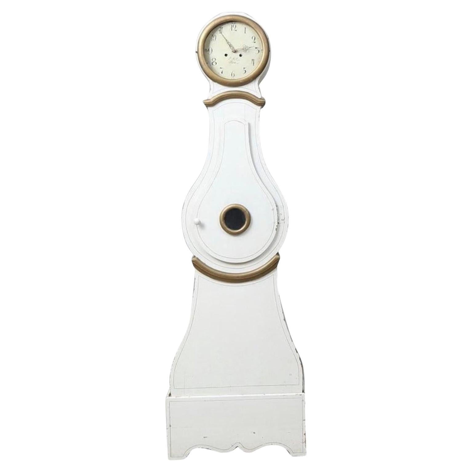 Swedish Mora Clock Antique White Gold Extended Belly Early 1800s A