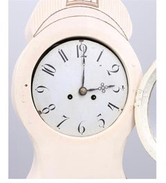 Swedish Mora Clock Antique White Svangd Model Early 1800s Antique A