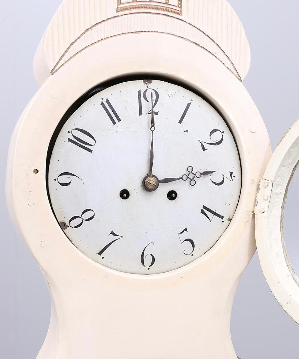 Intagliato Orologio Svedese Mora Clocks Antico Modello Bianco Svangd Inizio 1800 Antico A in vendita
