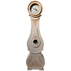 Swedish Mora Clock Cream Fryksdal Carved 1800s Antique Tall J Janstrom