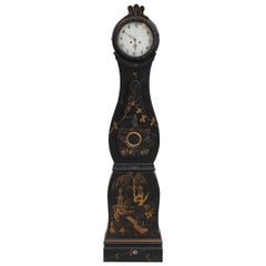 Swedish Mora Clock Fryksdal 1800s Black Gold Chinoiserie Antique