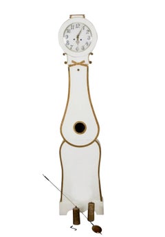 Swedish Mora Clock Fryksdall White Gold Scroll Motif Antique Grandfather A