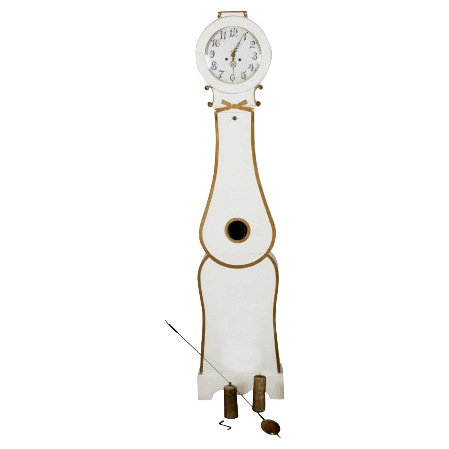 Reloj Mora Sueco Fryksdall Oro Blanco Motivo Pergamino Antiguo Abuelo A en venta