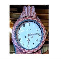 Swedish Mora Clock Kurbits Folk Art Early 1825 Scallop Top Rare Antique