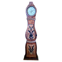 Swedish Mora Clock Kurbits Folk Art Early 1825 Scallop Top Rare Antique