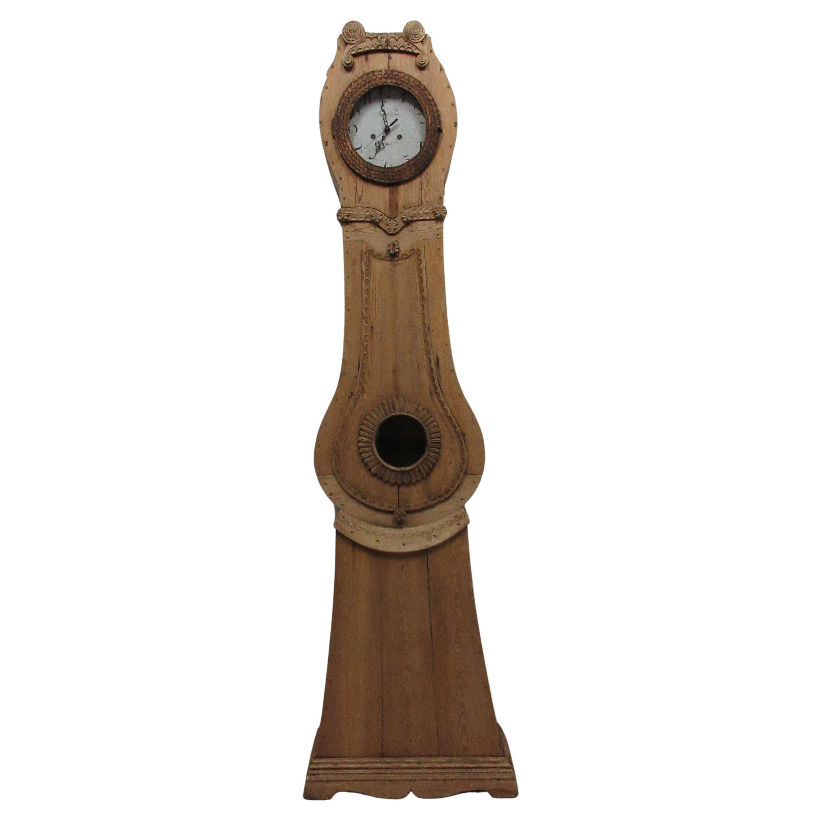 Swedish Mora Clock Natural Finish For Sale