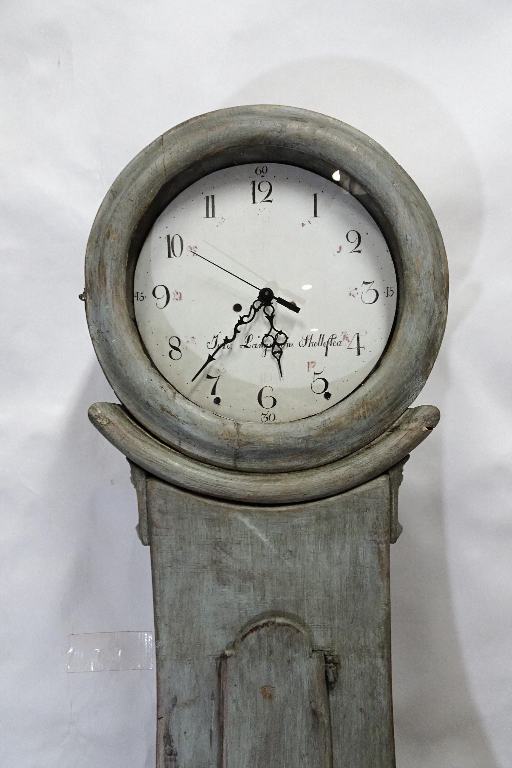 This is an Original painted Swedish Norrland model Mora Clock. it has New battery works and a reproduction face installed.  the Orignal works are offered with each clock I sell.