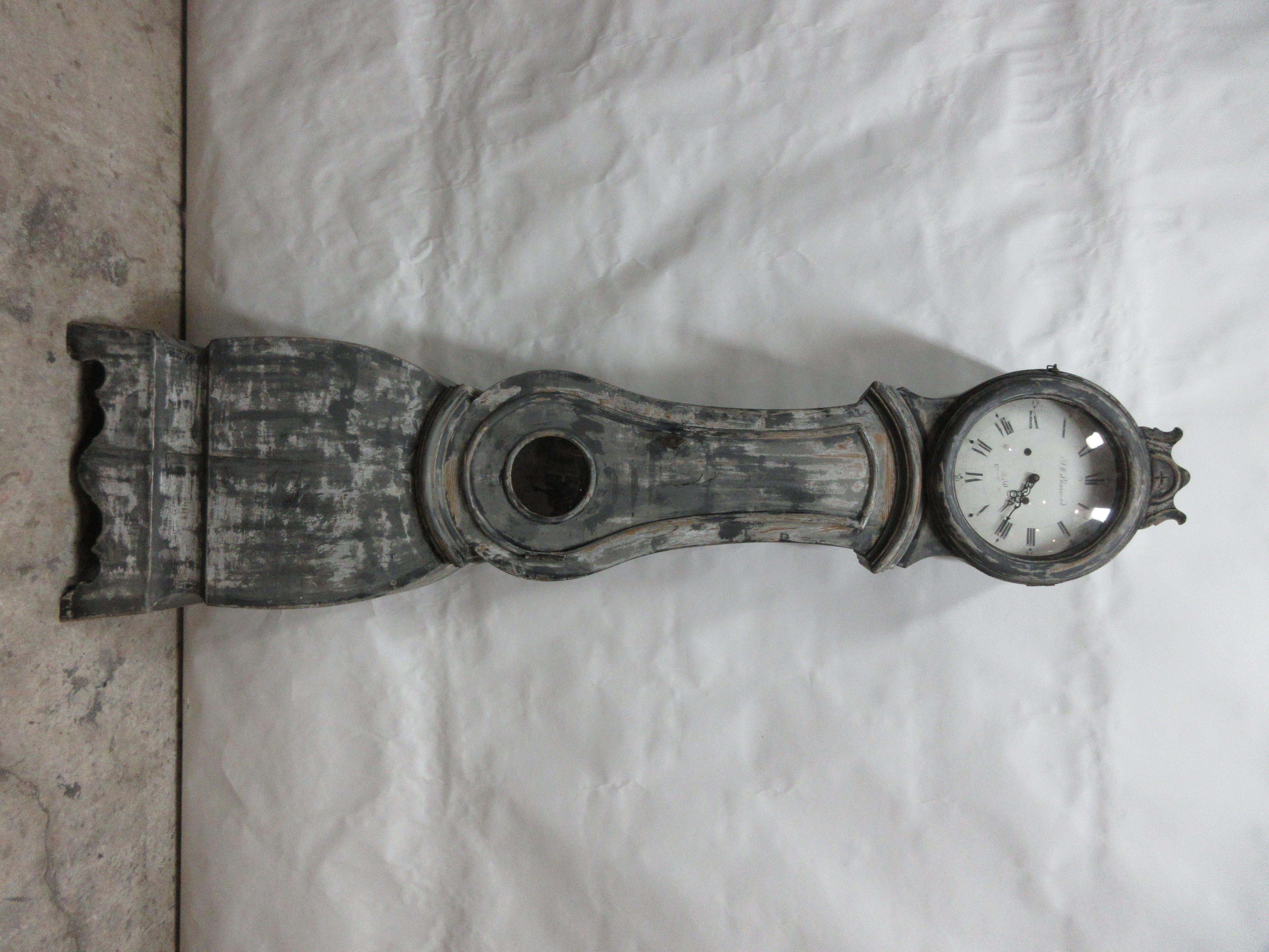 Mid-19th Century Swedish Mora Clock Norrlands Model 100% Original Paint For Sale