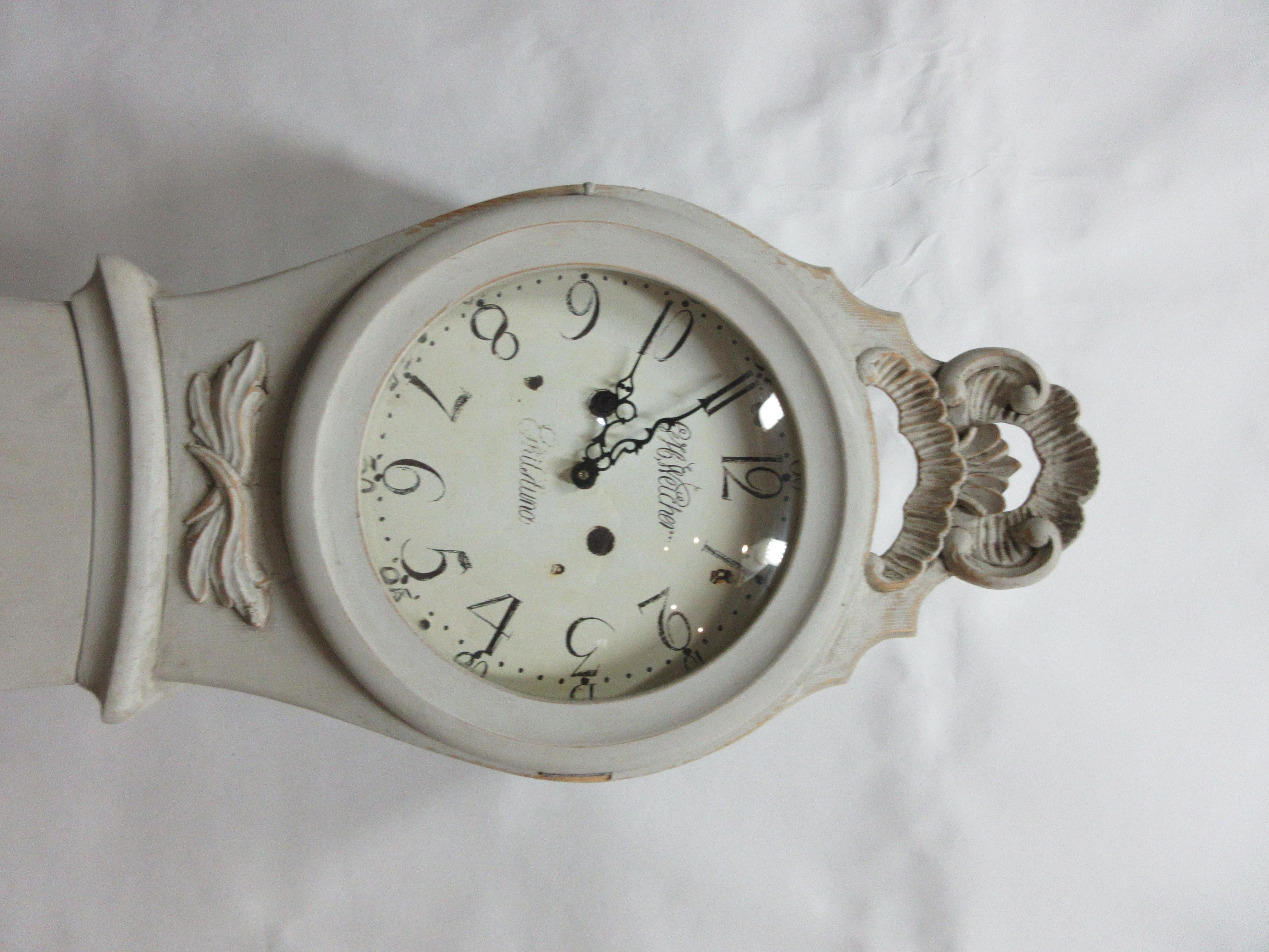 This is a unique Swedish Rococo Clock, its been restored and repainted with Milk paints 