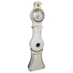 Swedish Mora Clock White Castle Crown Carved Detail Early 1800s Frkysdall