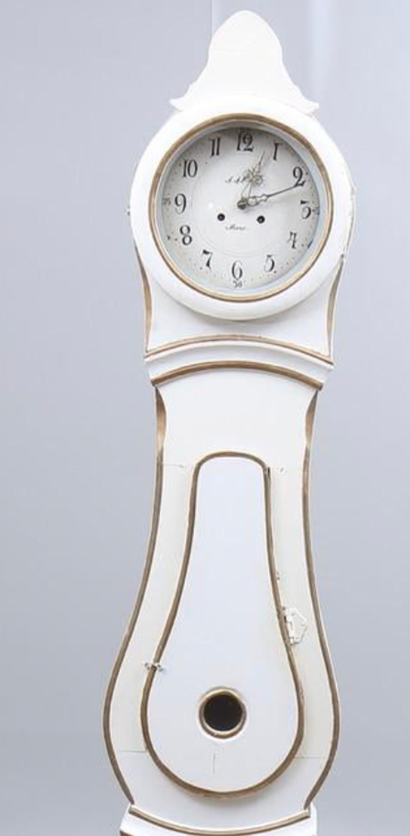 Primo vittoriano Orologio Svedese Mora Clocks Oro Bianco Inizio 1800 Antico 214cm Gustavo in vendita