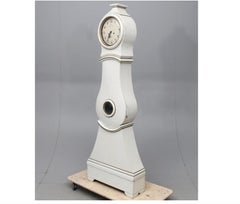 Swedish Mora Clock White Gold Early 1800s Antique Gustavian A
