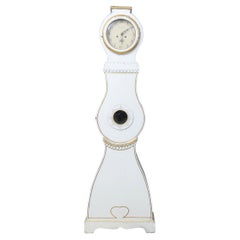 Swedish Mora Clock White Gold Early 1800s Carved Detail
