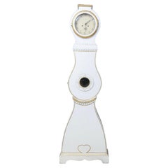 Swedish Mora Clock White Gold Early 1800s Carved Detail