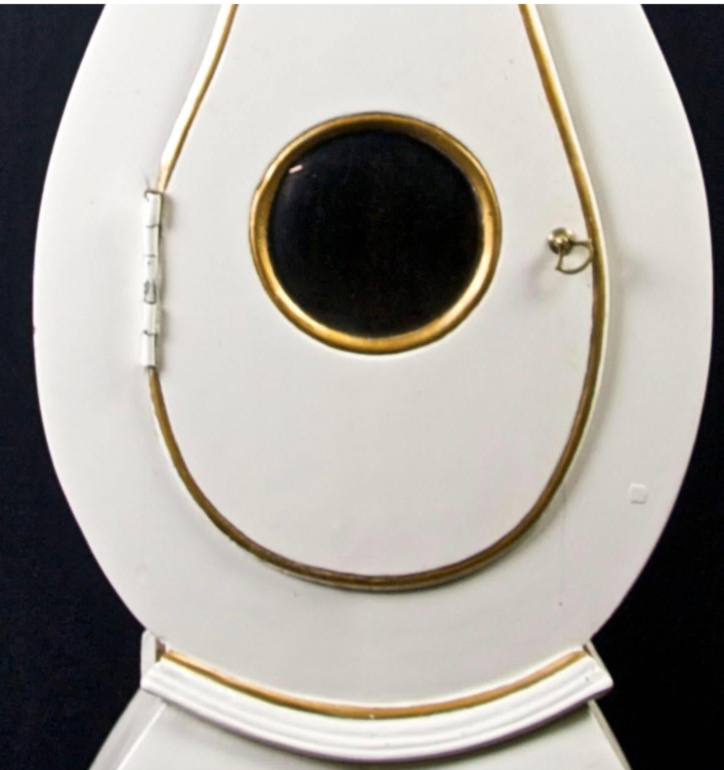 Hand-Painted Swedish Mora Clock White Gold Paint, Early 1800s Carved Detail Antique Gustavian For Sale