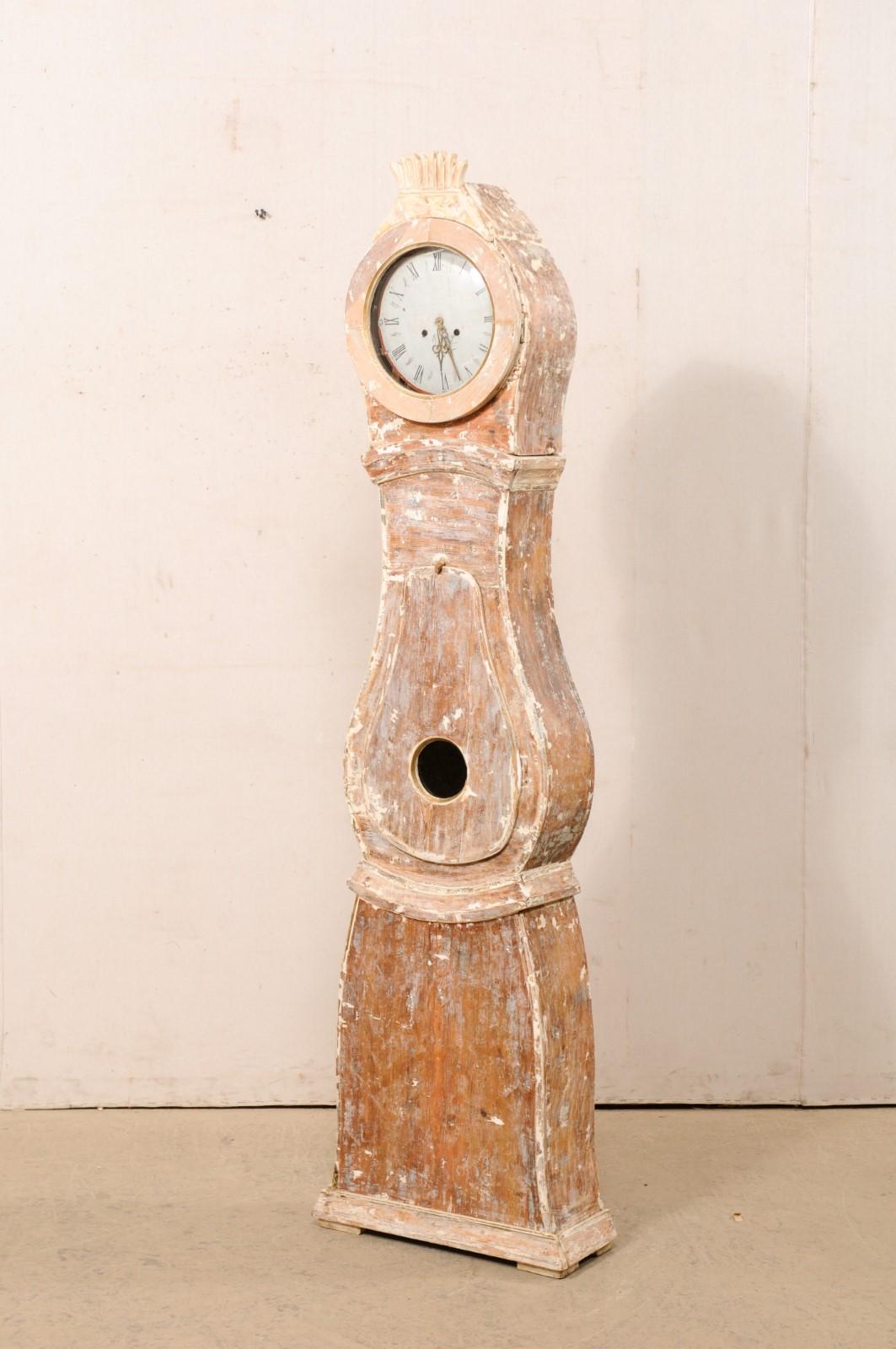 Swedish Mora Grandfather Clock w/Original Metal Face & Movement, Circa 1830's For Sale 3