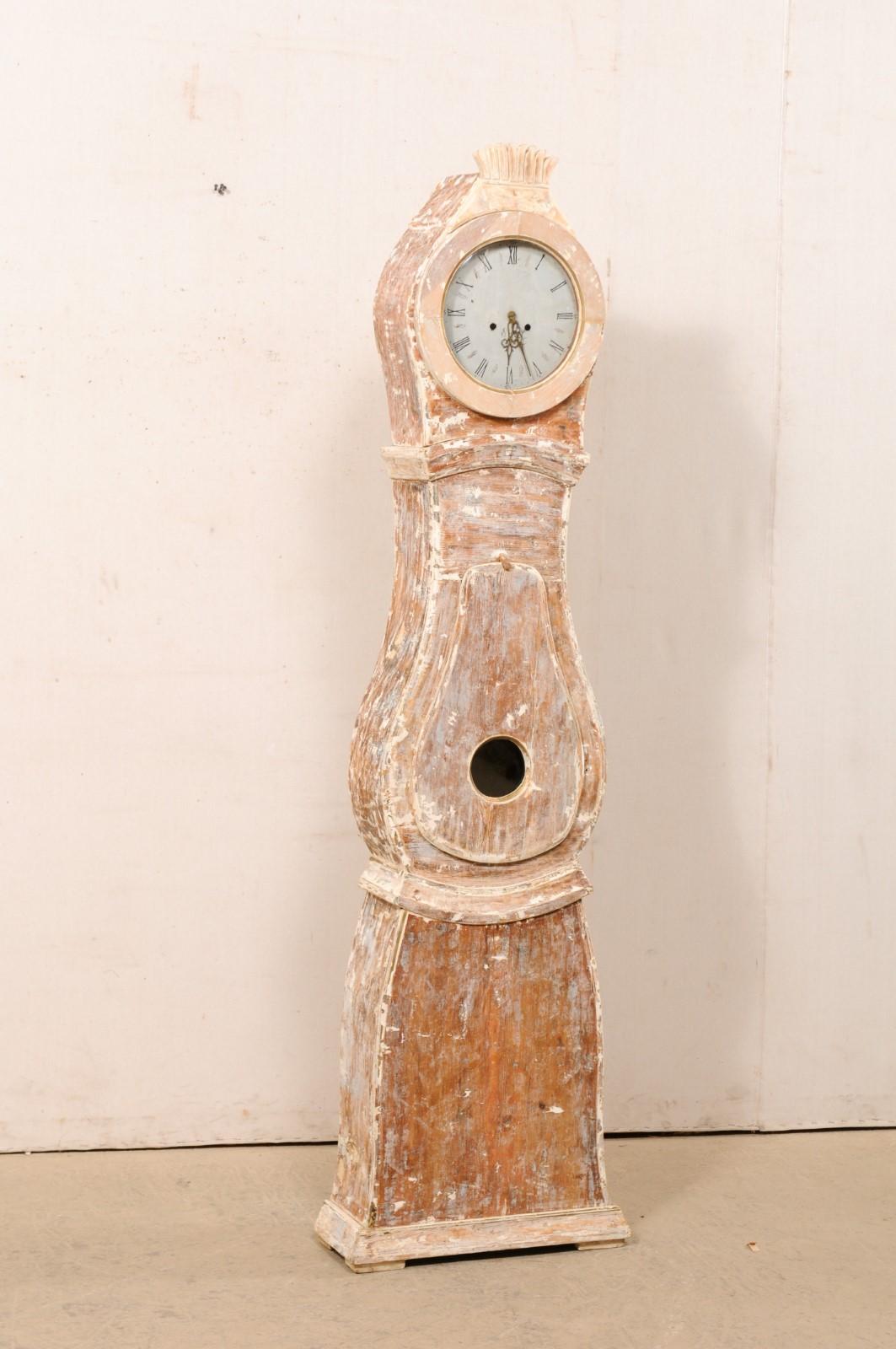 Swedish Mora Grandfather Clock w/Original Metal Face & Movement, Circa 1830's For Sale 4
