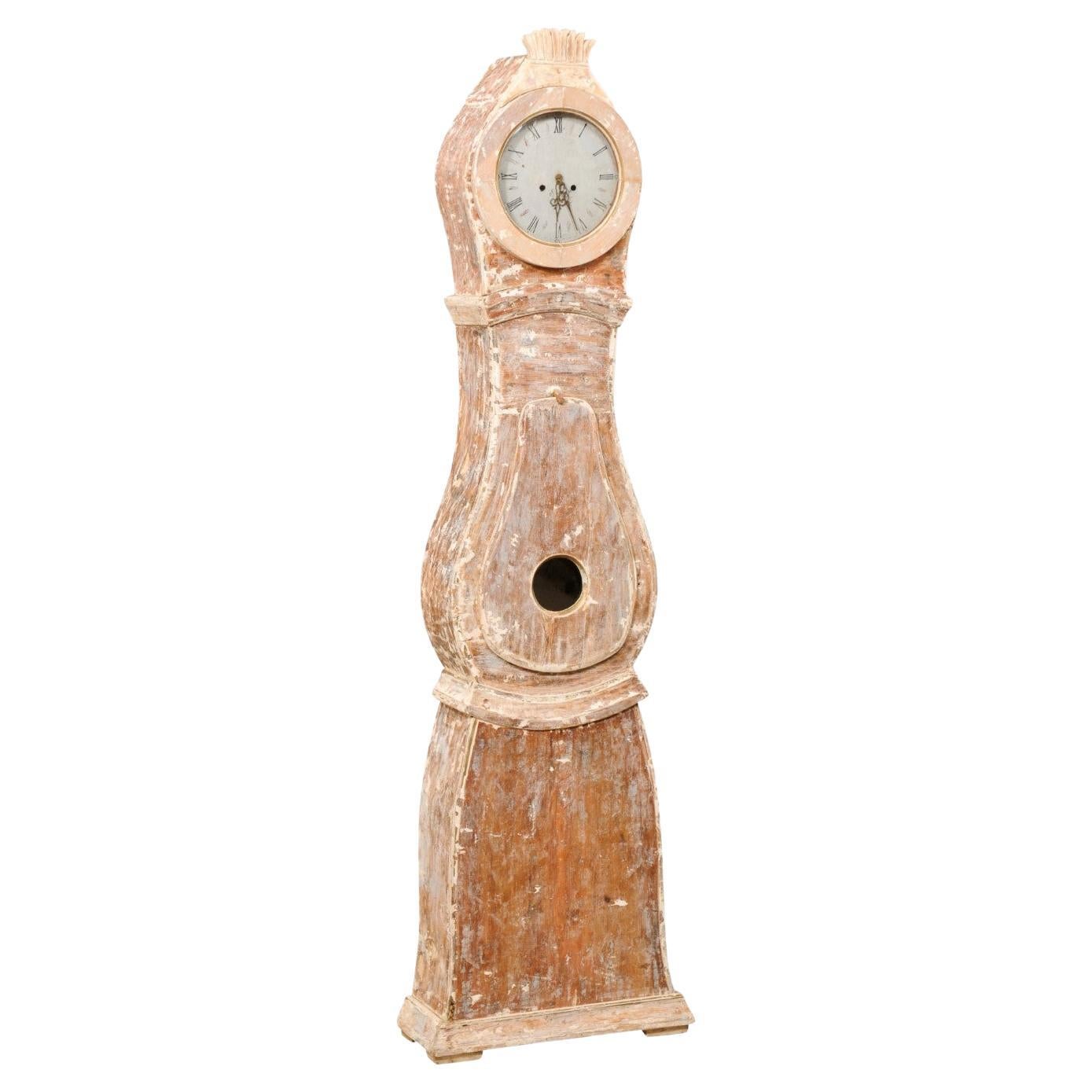 Swedish Mora Grandfather Clock w/Original Metal Face & Movement, Circa 1830's For Sale
