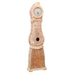 Antique Swedish Mora Grandfather Clock w/Original Metal Face & Movement, Circa 1830's