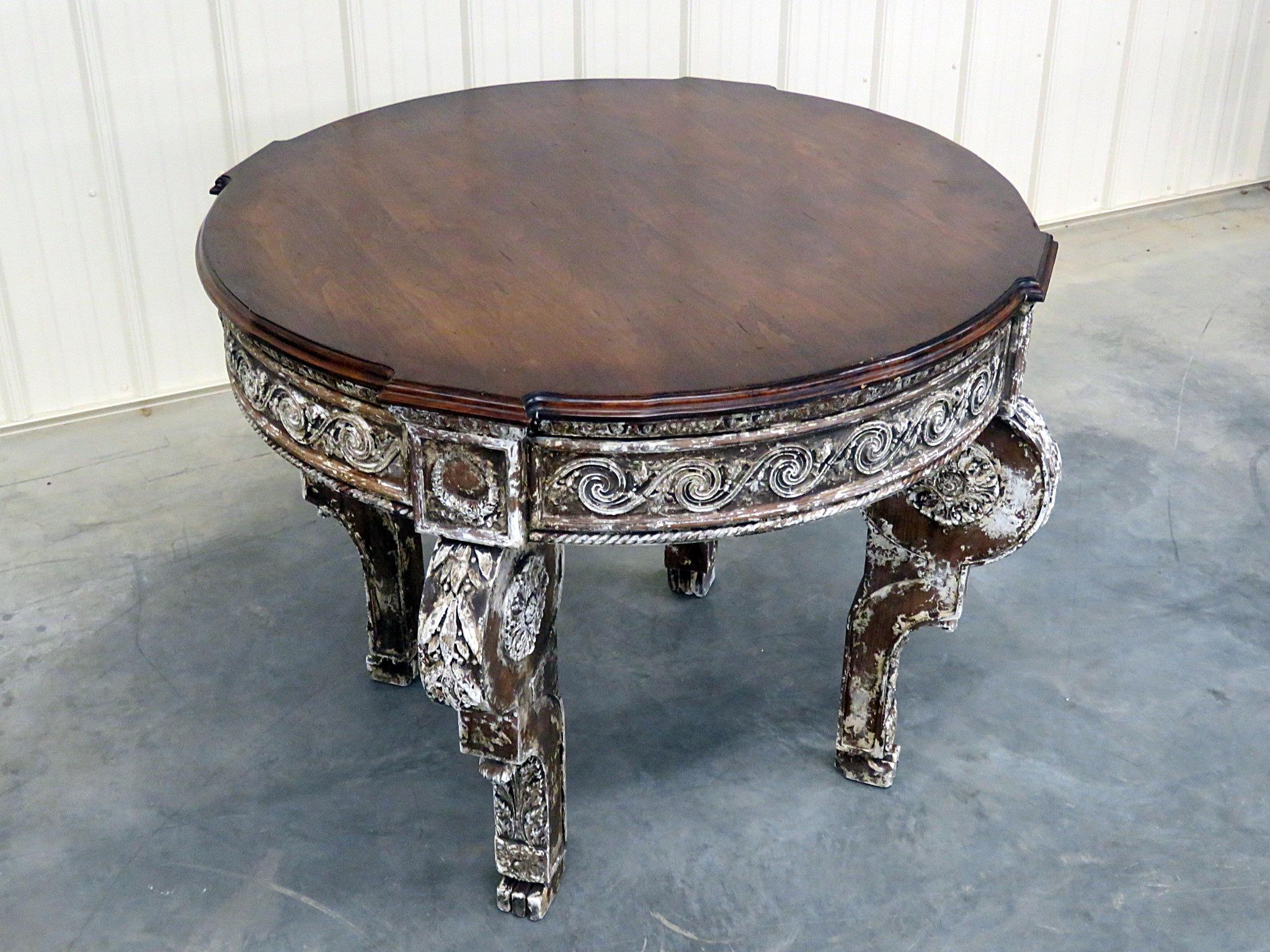 Swedish distressed paint decorated Napoleonic center table.