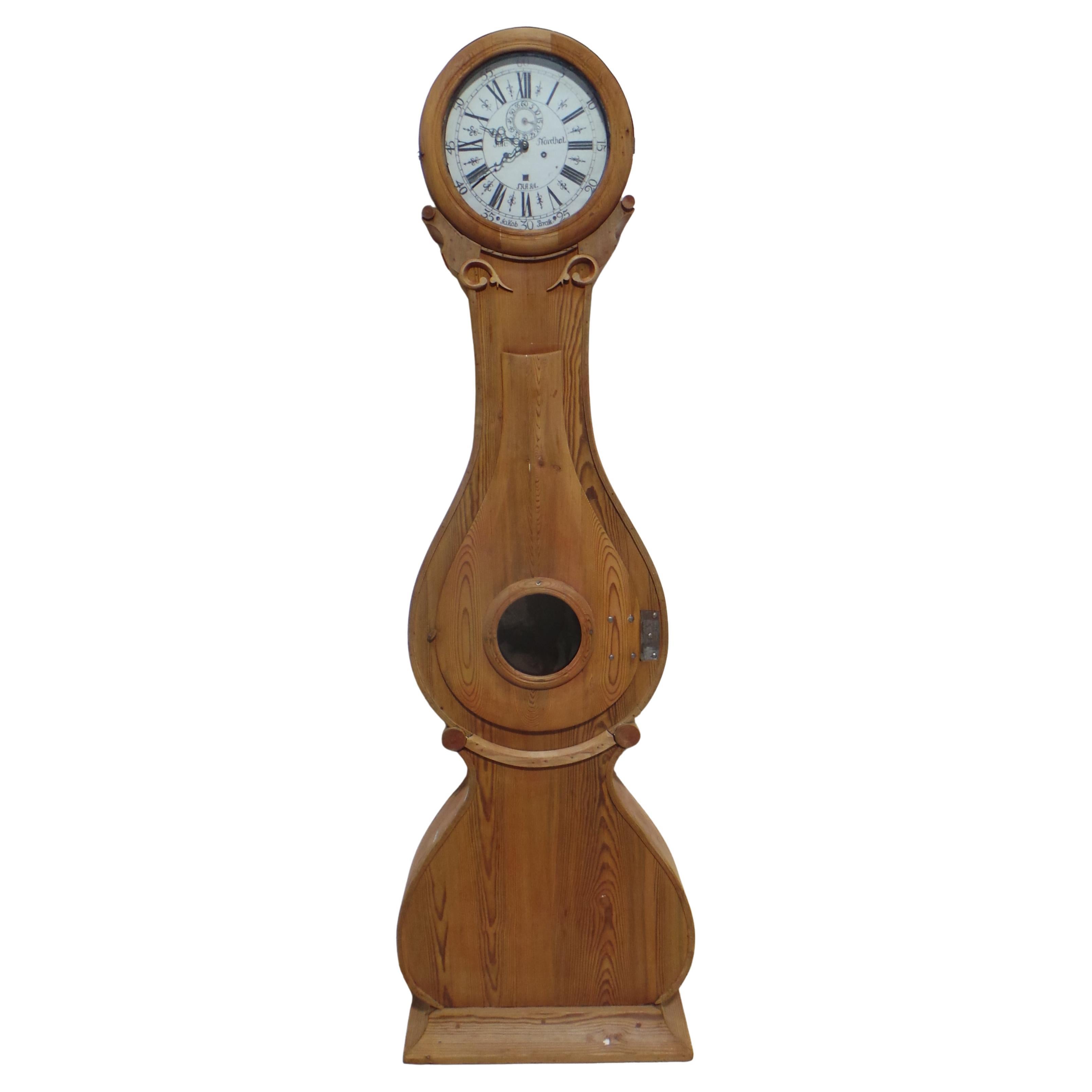 Swedish Natural Wood Mora Clock For Sale