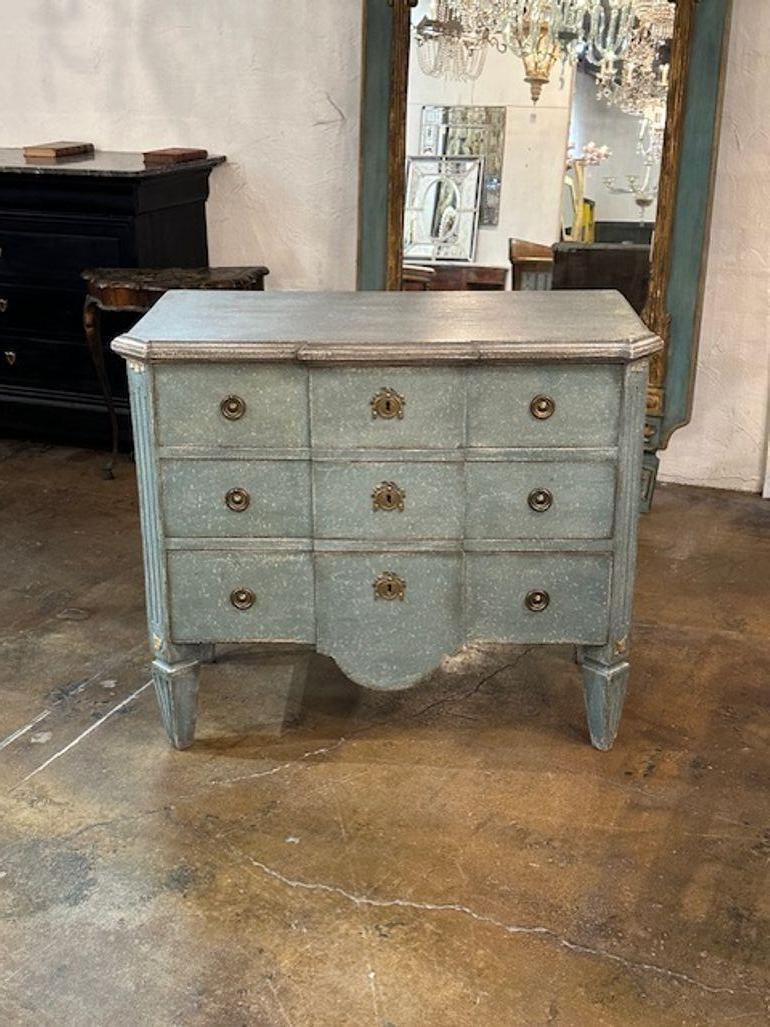 Late 19th century Swedish Neo-classical carved and painted chest. Circa 1890. A fine addition to any home!