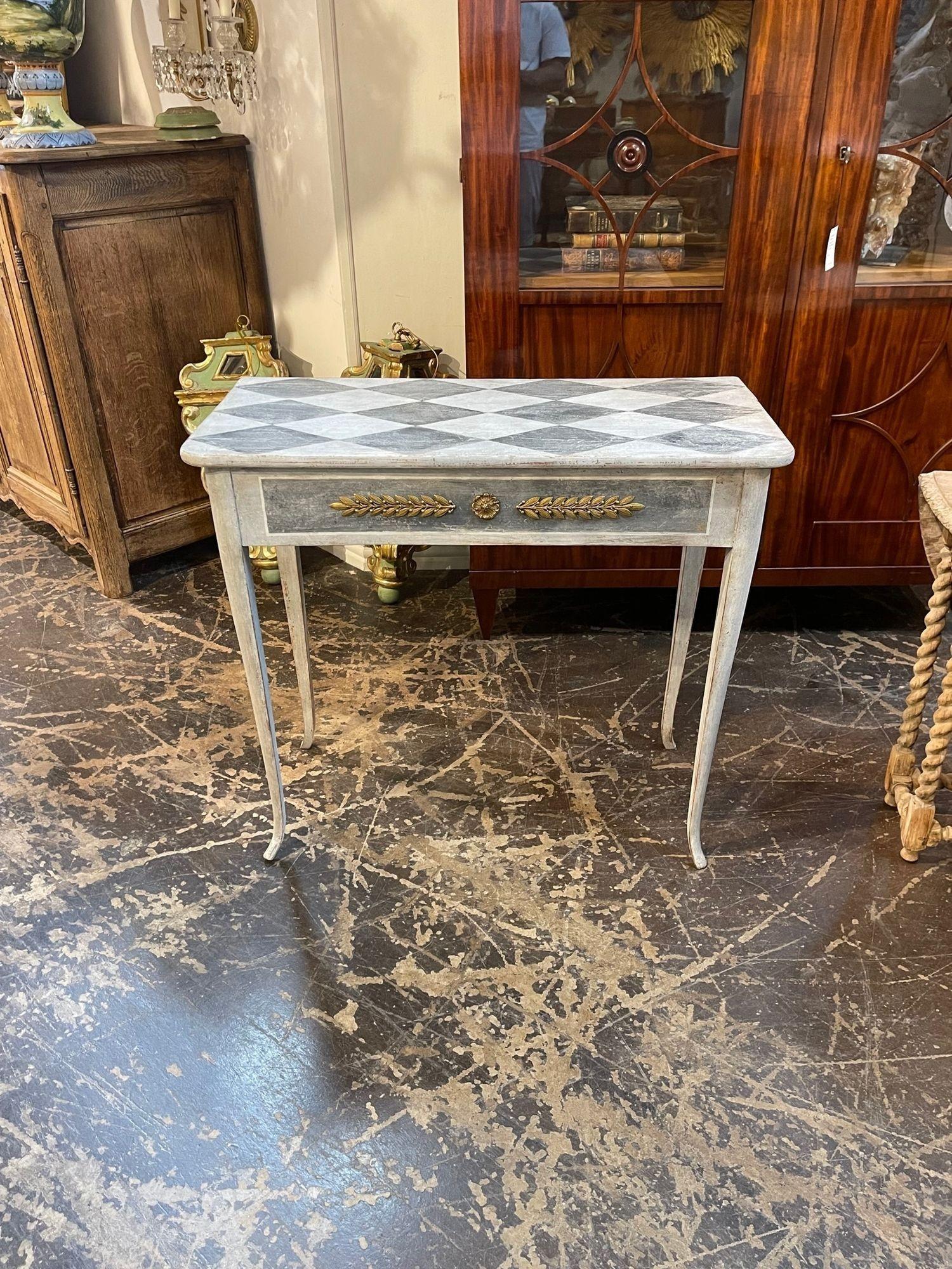 19th century Swedish Neo-classical painted console table. Circa 1880. Adds warmth and charm to any room!