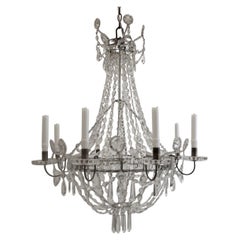 Antique Swedish Neoclassical Style Six Arm Crystal Chandelier