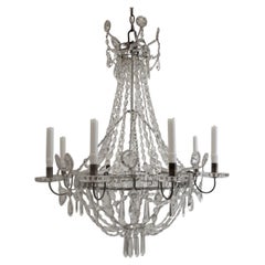 Swedish Neoclassical Style Six Arm Crystal Chandelier