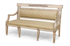 Swedish Neo-Classical White Painted and Parcel Gilt Settee