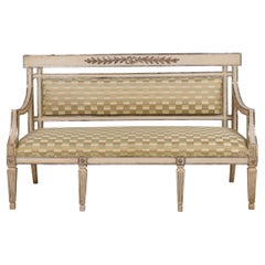 Swedish Neo-Classical White Painted and Parcel Gilt Settee