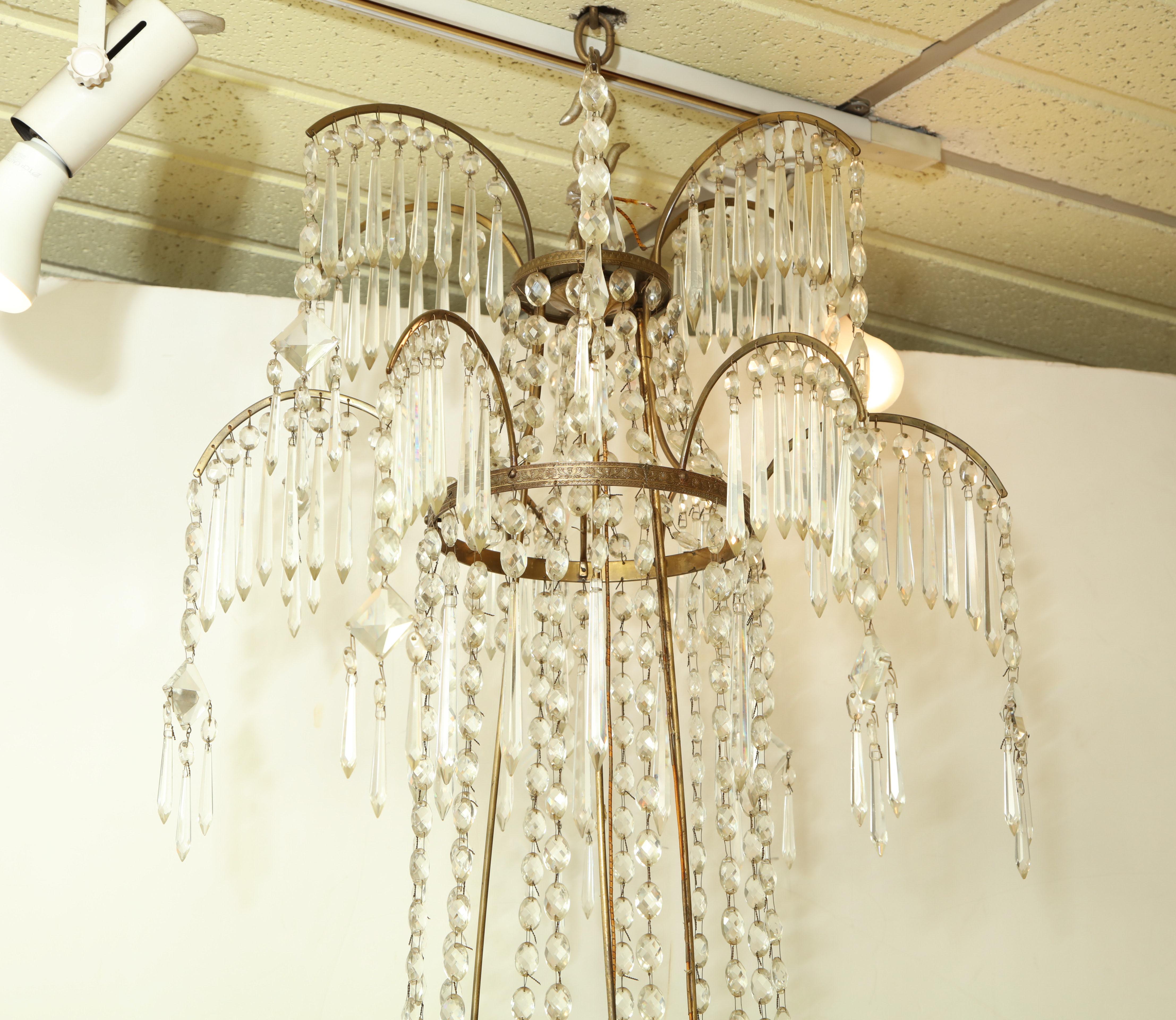 Swedish Neoclassic Bronze and Crystal Chandelier 11