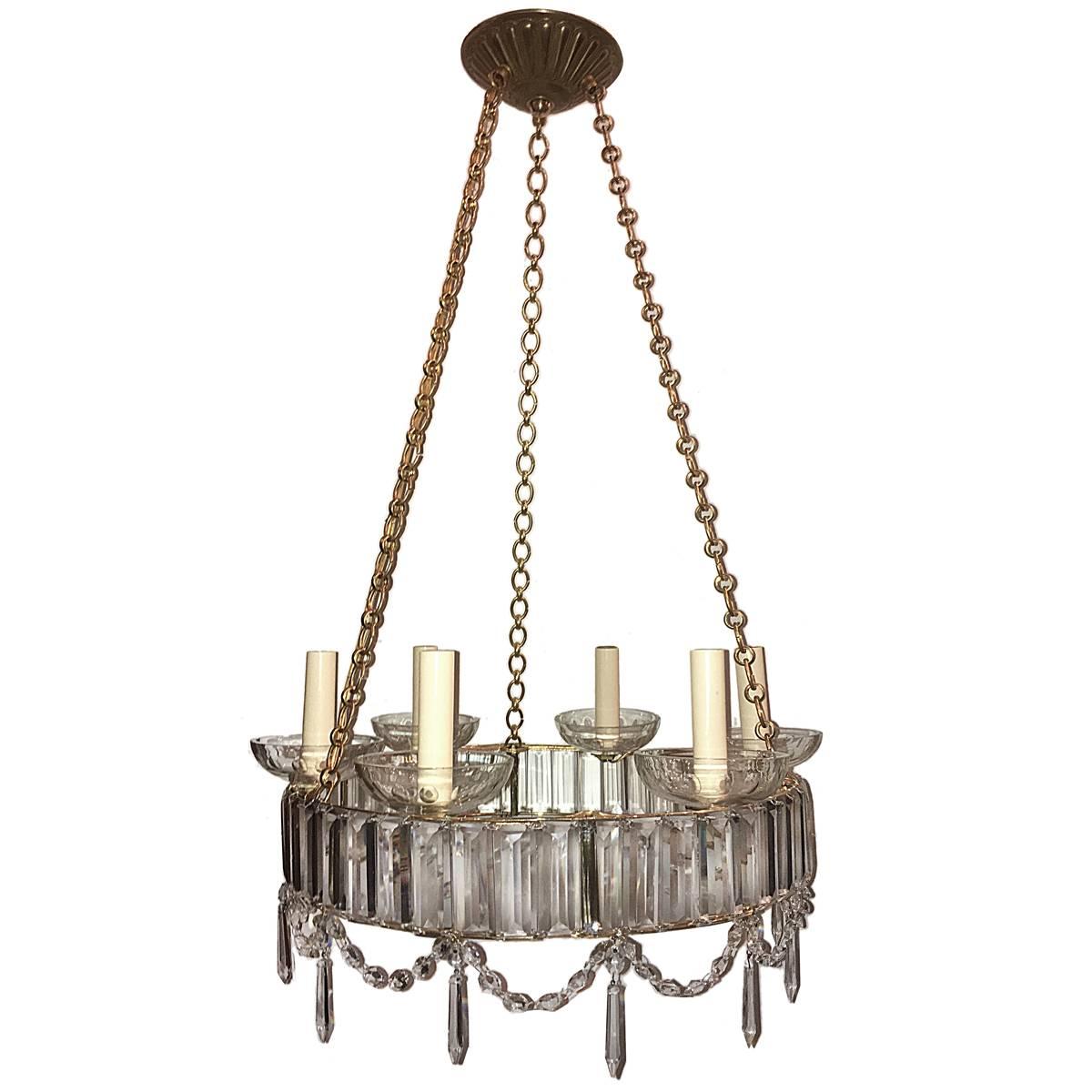 Swedish Neoclassic Crystal Chandelier For Sale