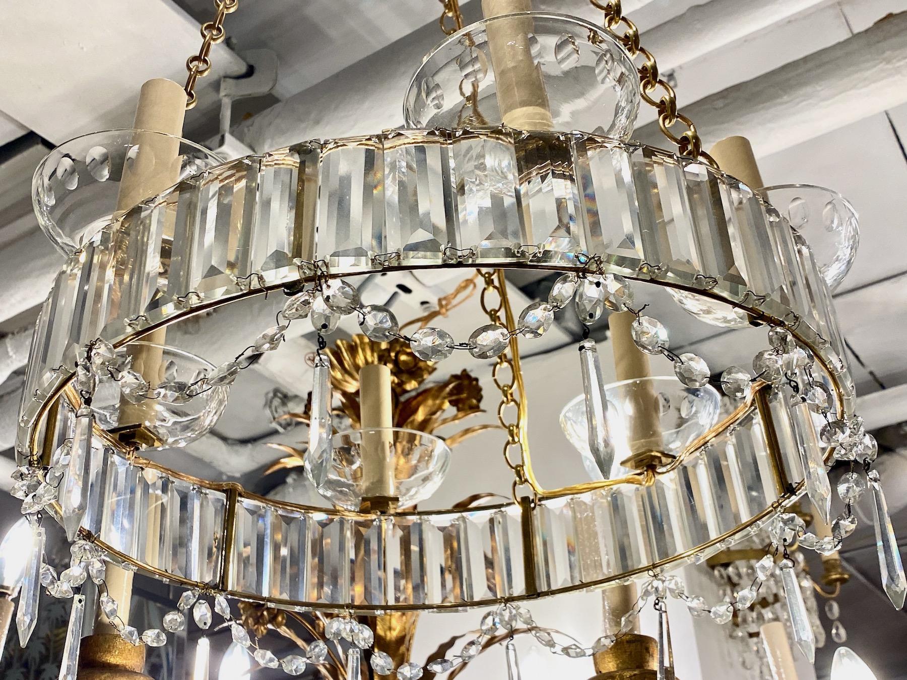 Swedish Neoclassic Crystal Chandelier For Sale 1