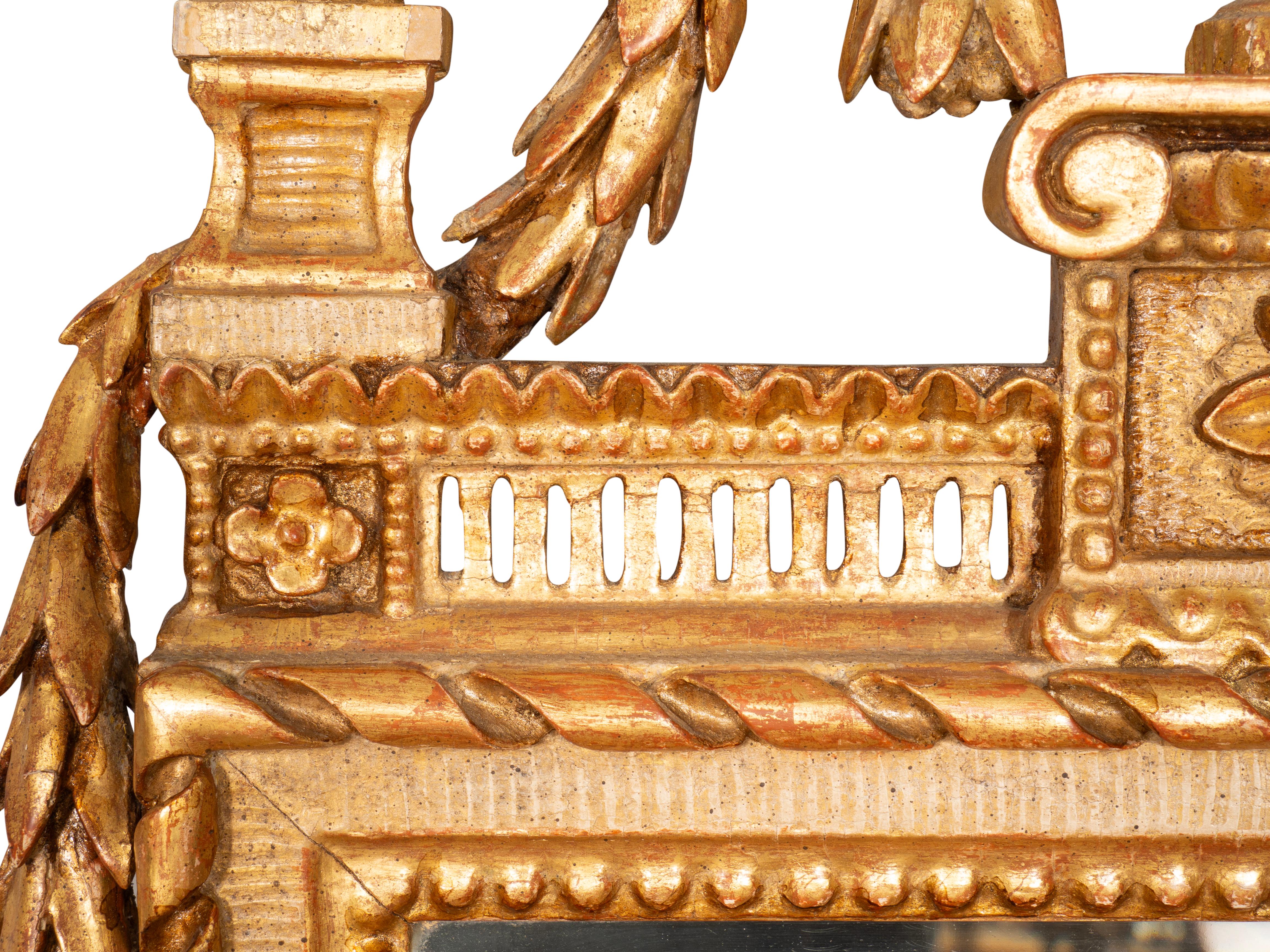 Specchio svedese neoclassico in legno dorato e dipinto in vendita 5