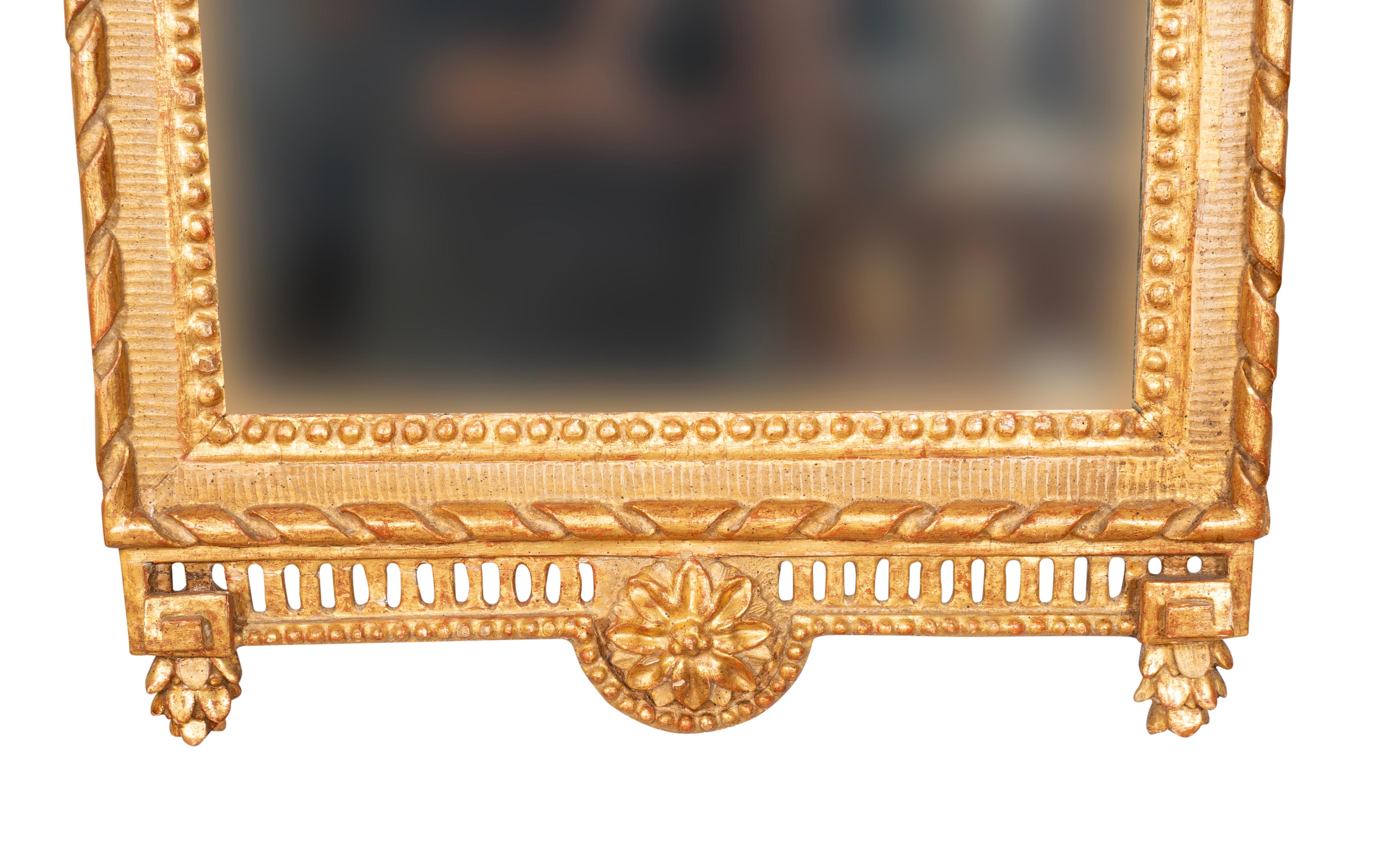Dipinto Specchio svedese neoclassico in legno dorato e dipinto in vendita