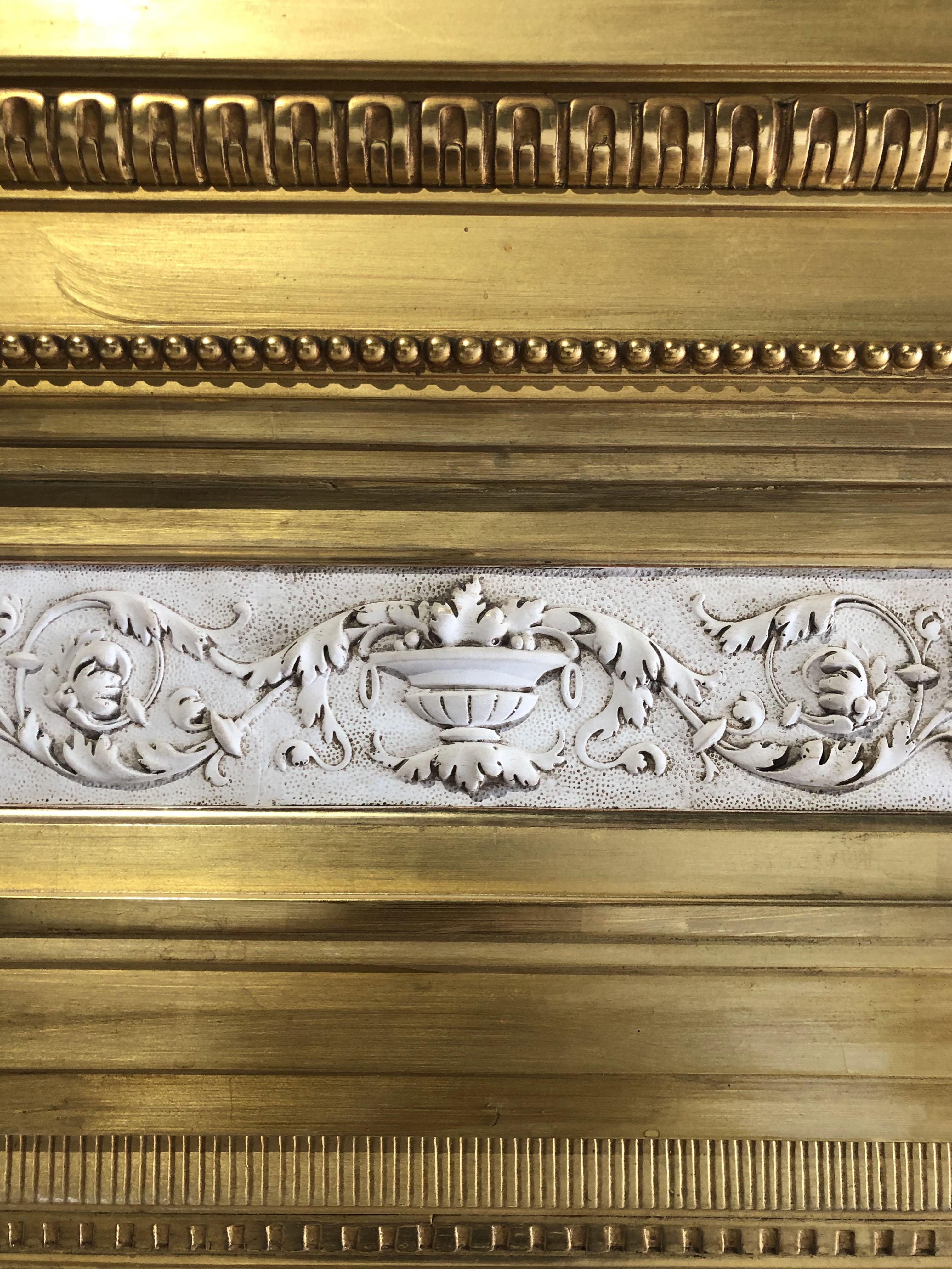 Neoclassical Swedish Neoclassic Monumental Cream Painted and Parcel-Gilt Pier Mirror For Sale
