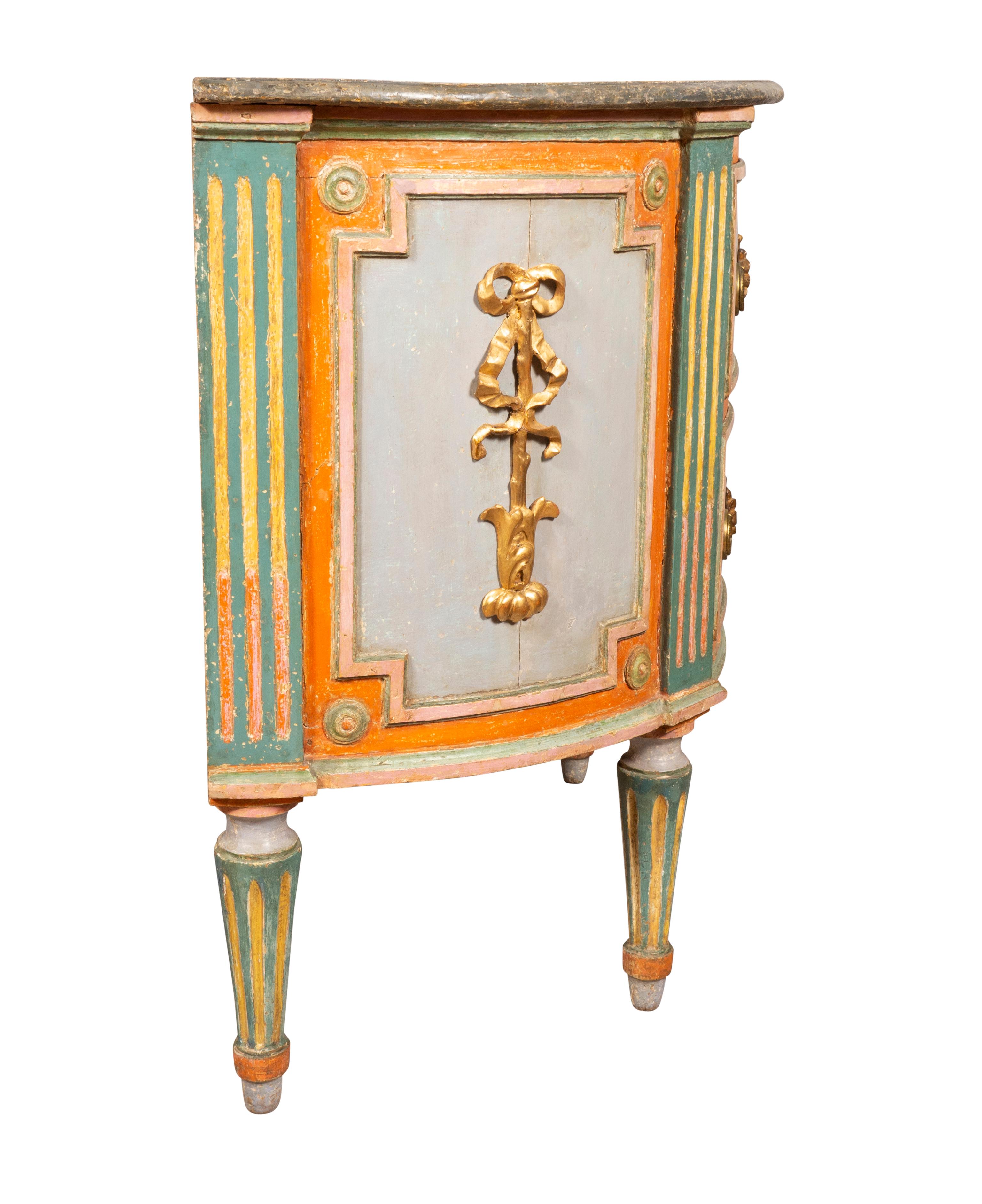 Walnut Italian Neoclassic Painted Commode For Sale
